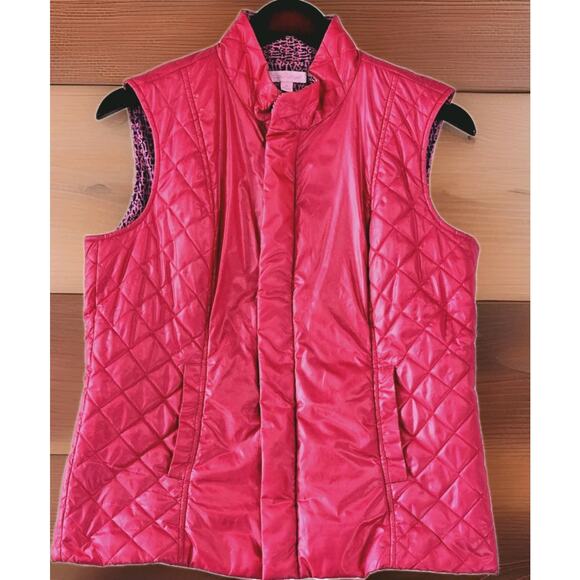 Lilly Pulitzer Jackets & Blazers - Lilly Pulitzer Quilted Puffer Vest Medium Hot Pink Full Zip Snap It's A Lilly